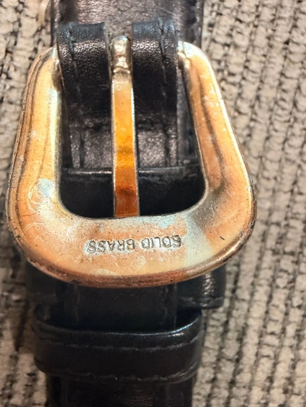 Vintage Genuine Leather Western Uniform Belt Solid Brass Police Style Buckle L41